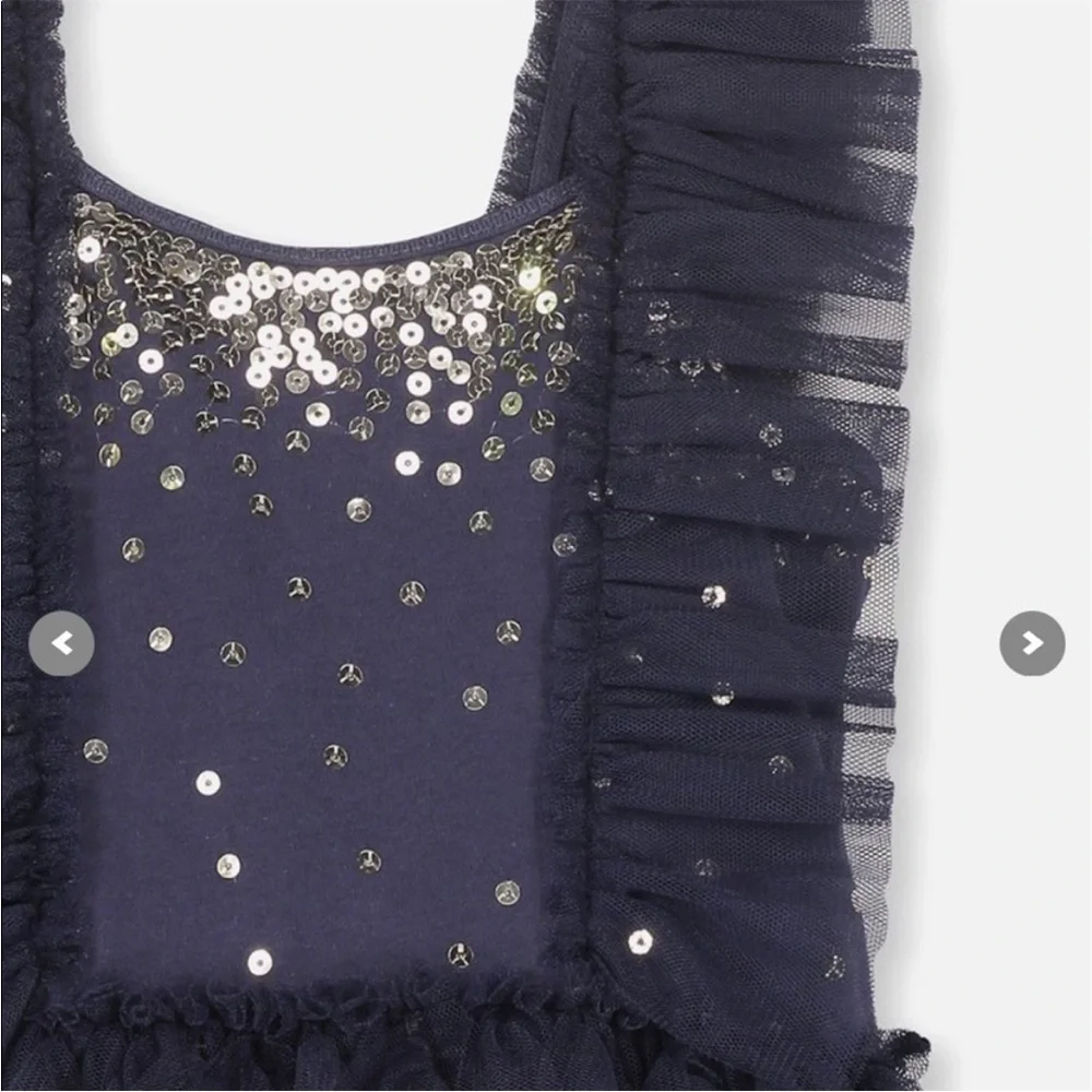 CottonOn Little Princess Navy & Gold Sequin Dress